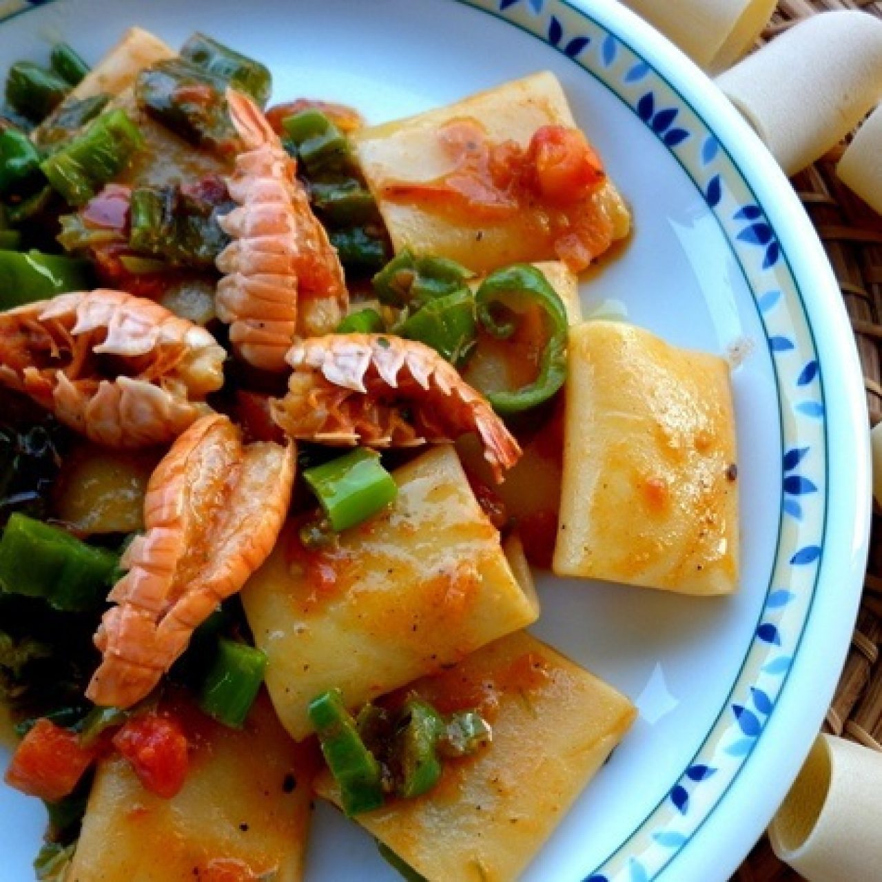 Paccheri with prawns