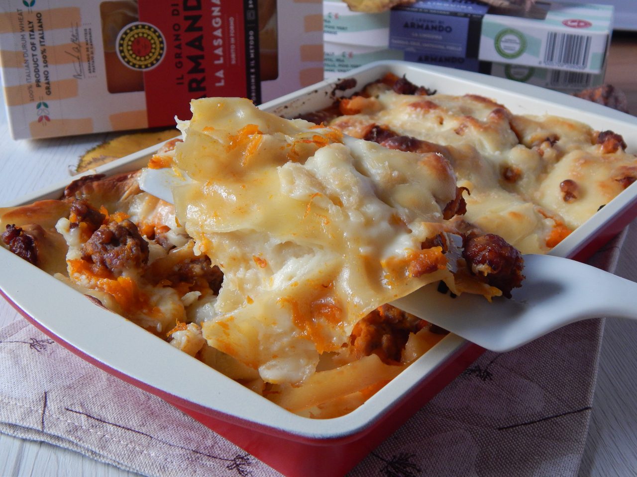 Kürbislasagne mit Wurst