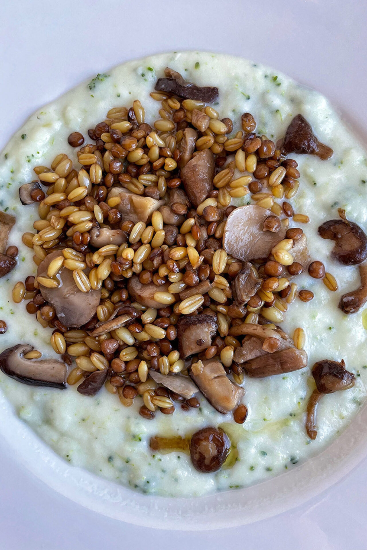 Crema di patate e broccoli con funghi e Pronti e Sani