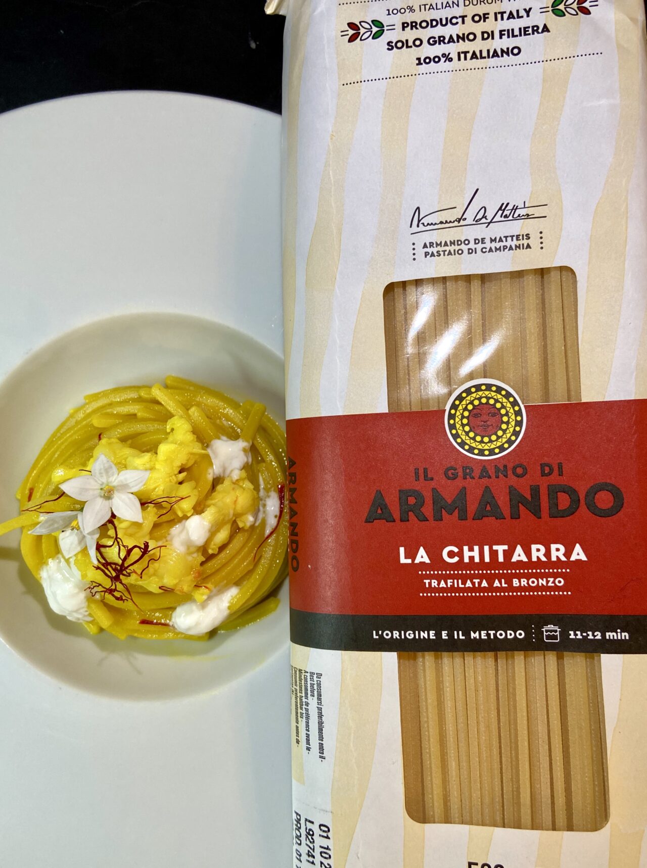 Ricetta Chitarra Pasta Armando zafferano scampi burrata unastellaincucina 2