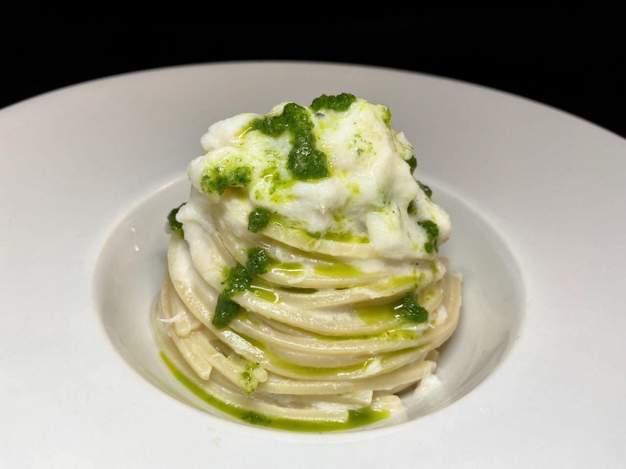 Ricetta Chitarra pasta armando baccalà mantecato emulsione prezzemolo