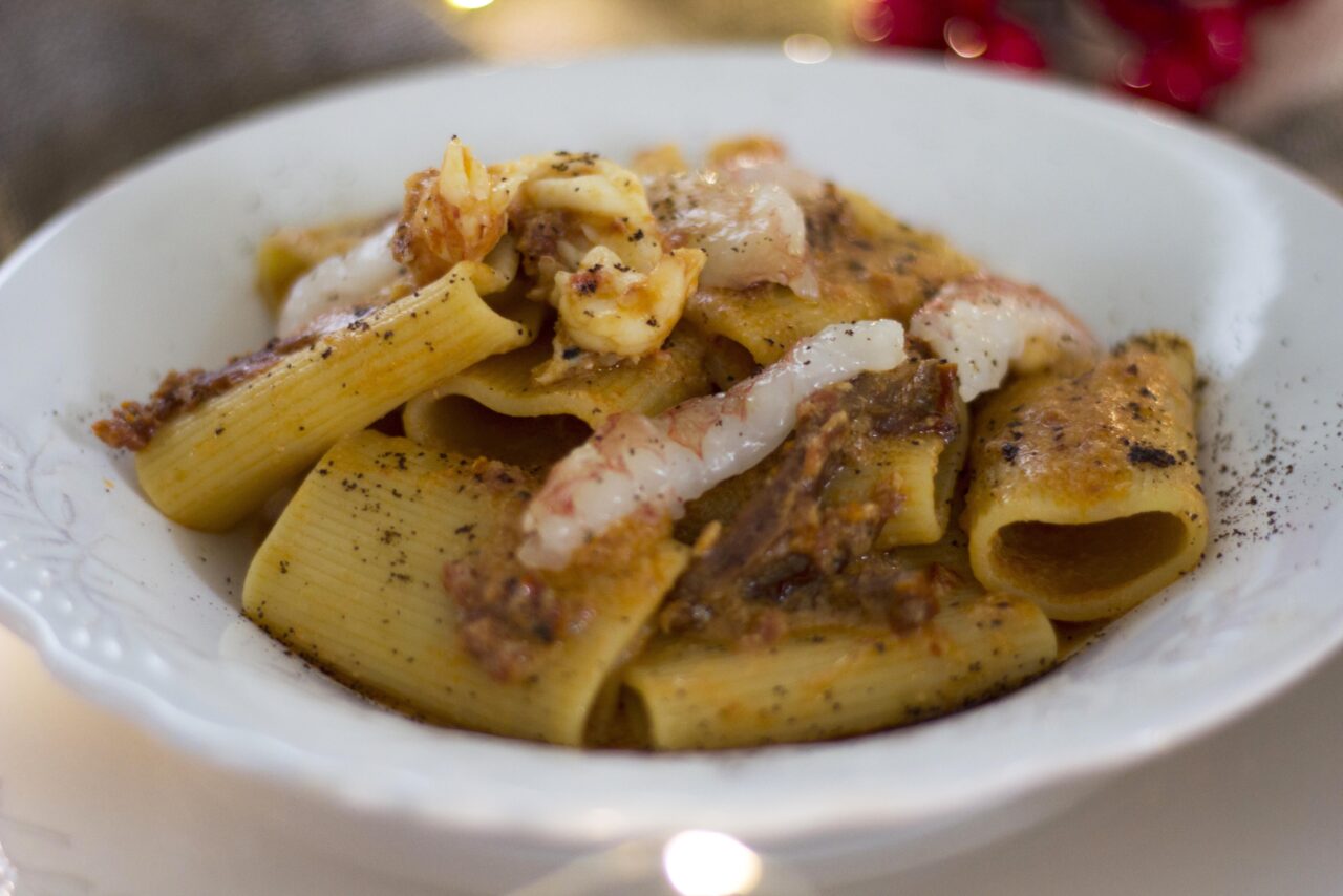 Schiaffoni Garnelen Kirschtomaten Kaffee Pasta Armando 2