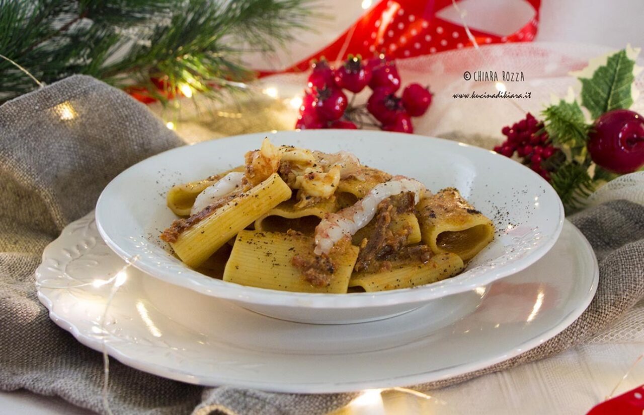 Schiaffoni Pasta Armando con gamberi, pomodori secchi e caffè