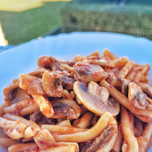 Treccia con funghi e 'nduja