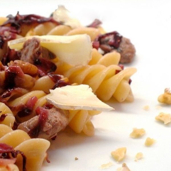 Fusilloni with radicchio, pickled tuna, walnut and buffalo cheese